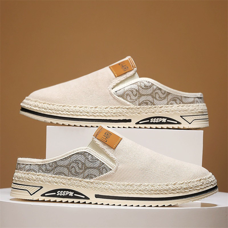 2024 Летняя новая модель одна педаль с полутолосной головкой обувь повседневная повседневная спортивная дышащая и удобная обувь на плоской подошве мужская обувь