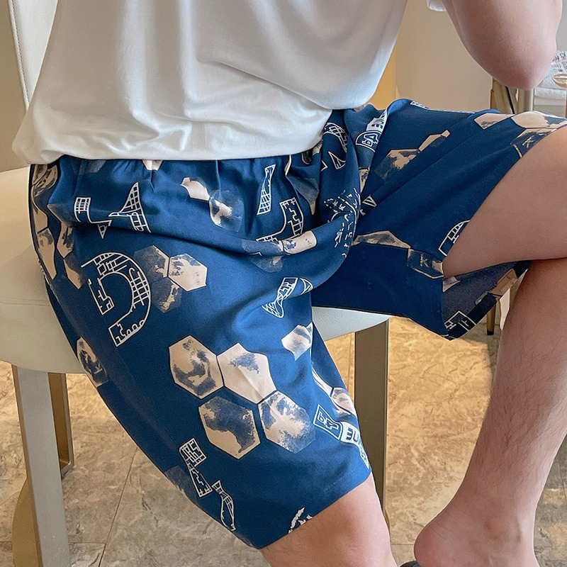 YY 남자 반바지-6 면 그래픽 블루