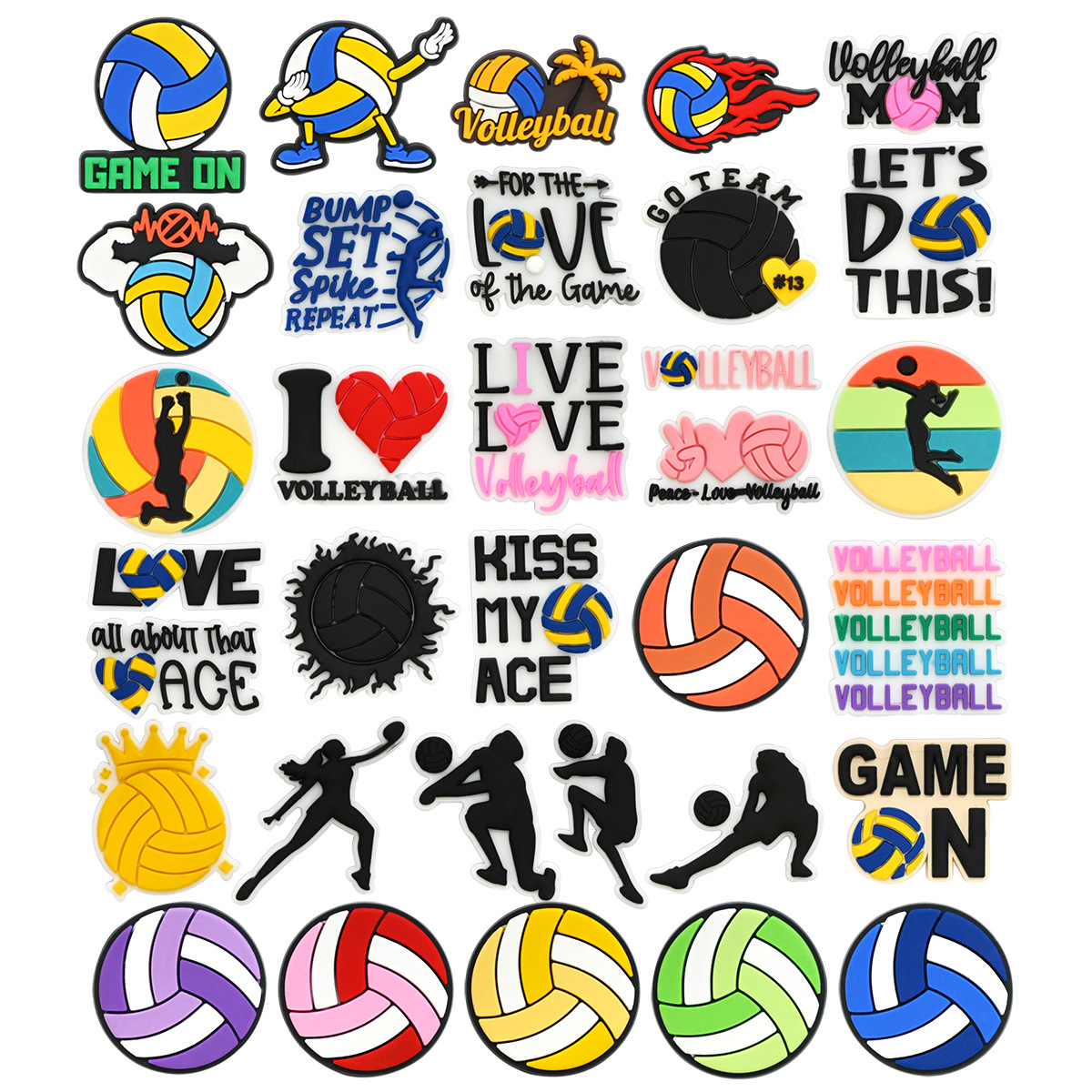 Creative New Volleyball Series Hole Shoes Shoes Flower Shoe Buckle Cartoon PVC Soft Glue Garden Shoes Shoe Buckle Accessories