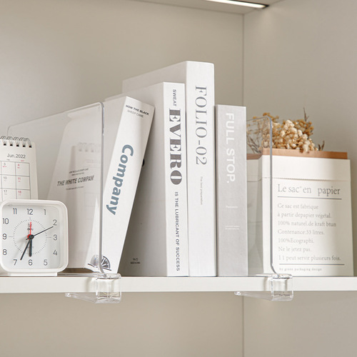 Cross-border best-selling transparent plastic bookshelf wardrobe book divider clamp-style organization sorting board clothing separator