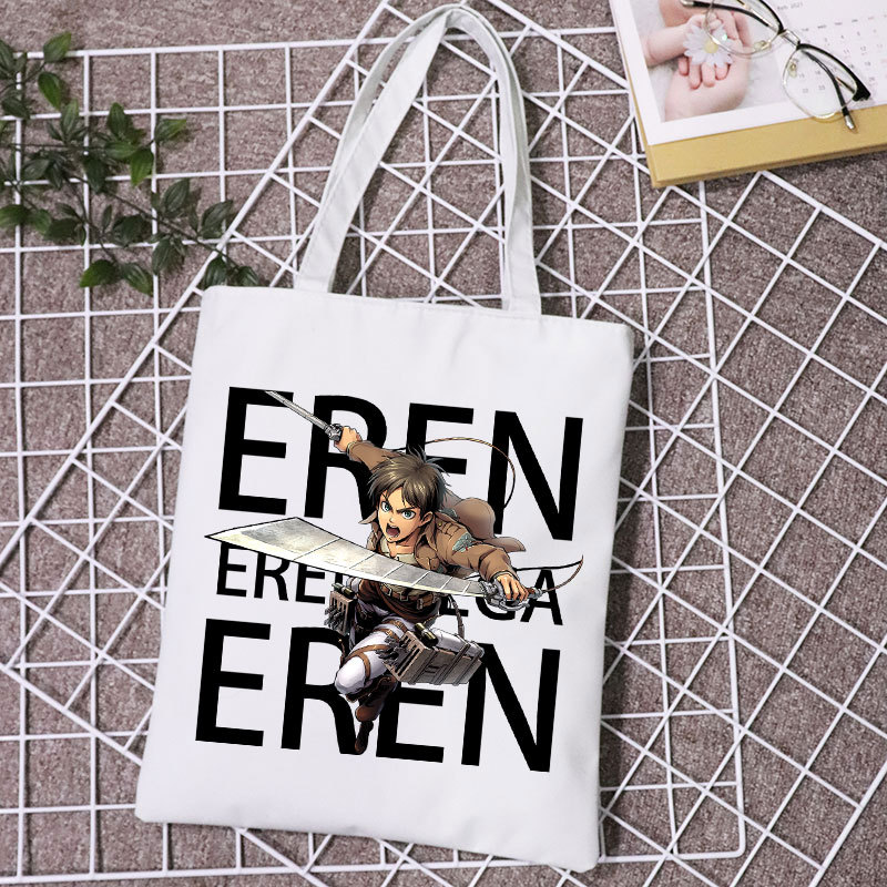 Ataque gigante en Titan perímetro bolsa de compras de lona de moda minimalista bolsas de hombro para estudiantes para hombres y mujeres