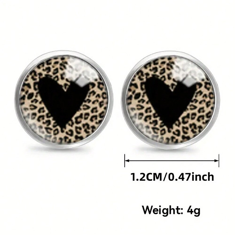 Boucles d'oreilles à imprimé léopard, style nouveau, avec pierres précieuses, verre et tige en acier inoxydable._voghion.com