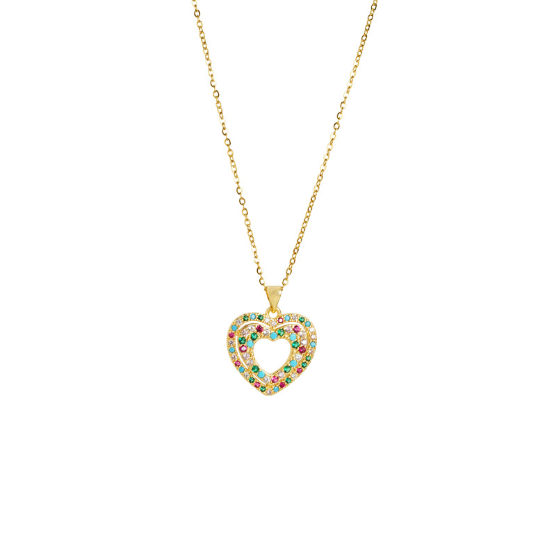 Collar de oro de arena transfronterizo de lujo ligero con doble línea de corazón pendientes para mujeres, joyas que no se desvanecen