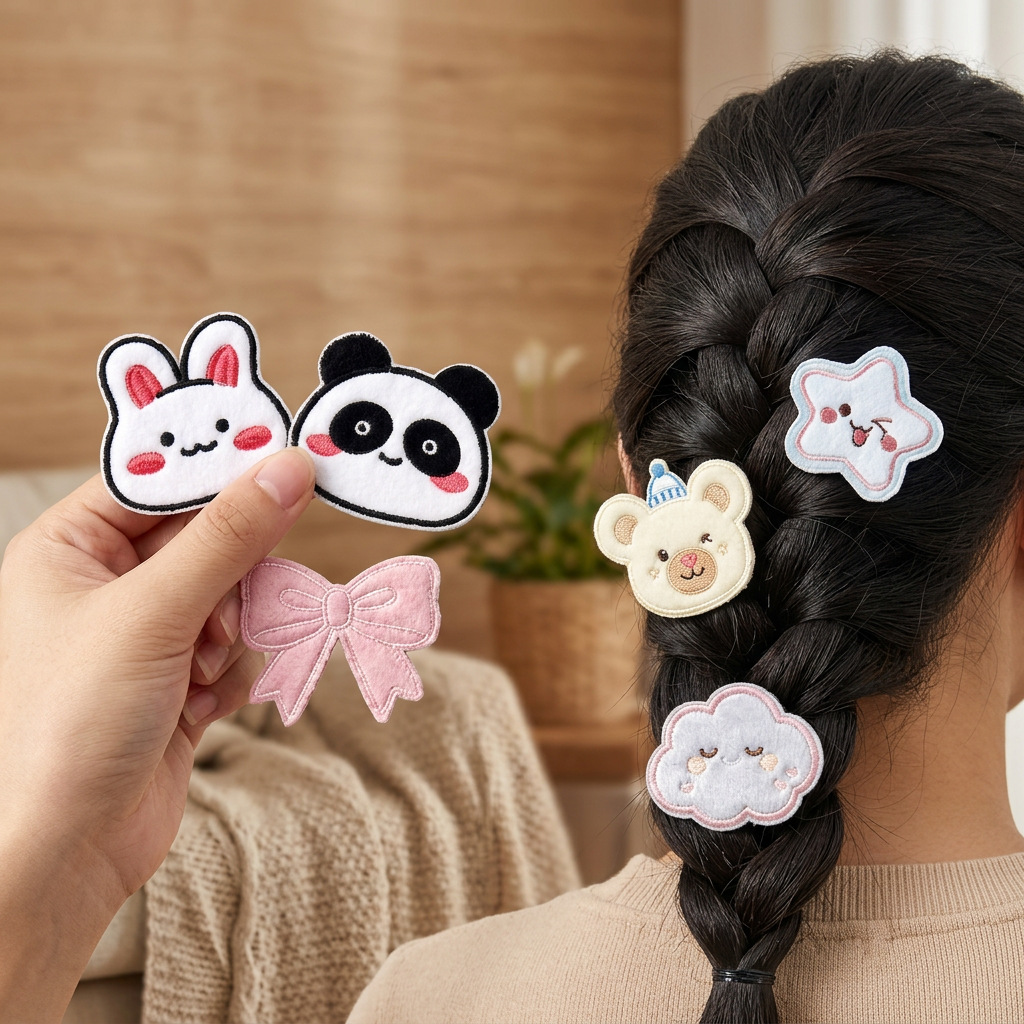 Children's cartoon Velcro hair clips for girls, forehead bangs clips, gentle on hair, perfect for tidying up stray hairs at the back of the head