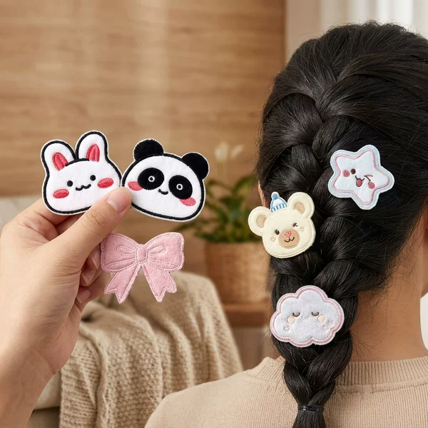 Children's cartoon Velcro hair clips for girls, forehead bangs clips, gentle on hair, perfect for tidying up stray hairs at the back of the head