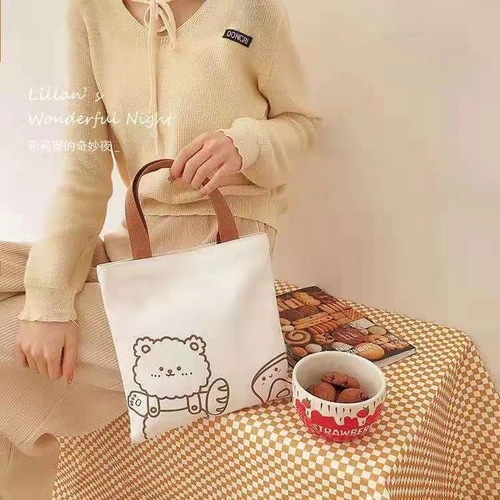 Cute canvas bag handbag for work and outing small bag for women lunch bag manufacturer canvas bag with logo