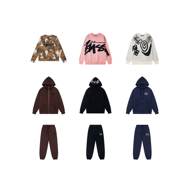 Cross-Border Foreign Trade Trendy Brand Stu 2026 Autumn Series Retro Fleece-Lined Loose Pullover Couple Hoodies
