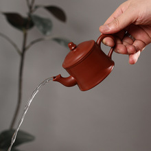 潮州手拉壶全手原矿朱泥大宽口凤壶三杯工夫茶紫砂纯手工茶壶