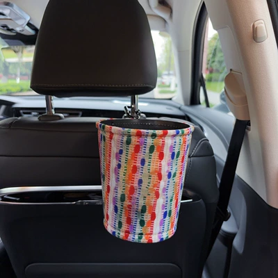 tissue bag, hanging type, high-end tissue — Car tissue box/set - yellow-fabric-trash-bin-clip-on-style