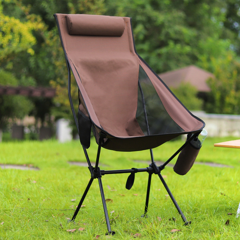 Silla plegable de aleación de aluminio ultraligera al aire libre Silla de espacio aumentada portátil silla trasera pesca ocio Silla de Luna transpirable
