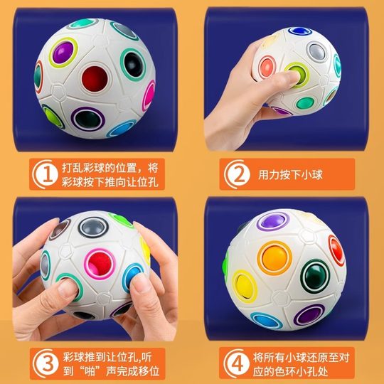 New Children's Finger Puzzle Decompression Rainbow Special-Shaped Ball Creative Rubik's Cube Toy Press Decompression Brain Early Education