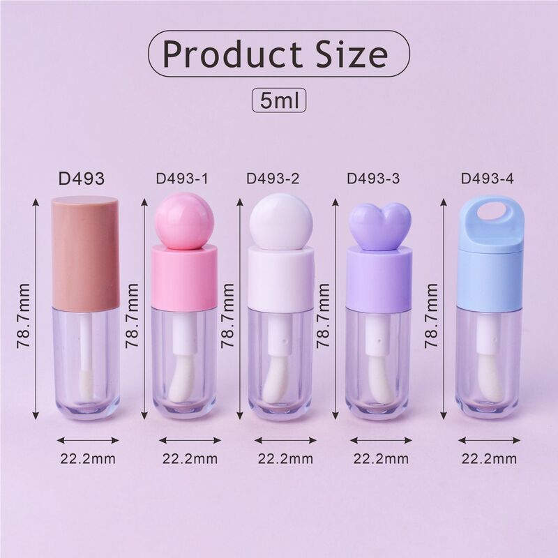 现货5ml多巴胺粉色圆头可爱唇彩唇釉管带大刷头lip gloss tube|undefined