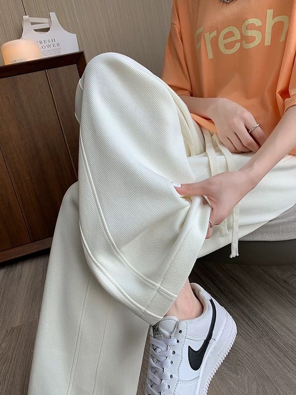 美式阔腿卫裤子女夏季薄款个性休闲抽绳运动休闲遛弯长裤子女|undefined