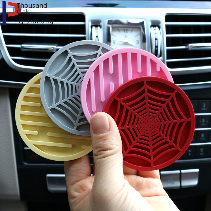 Car Coaster Drain Mat Round Heat Insulation Soft Rubber Tea Coaster Set Multifunctional Car Storage Storage Non-Slip Mat