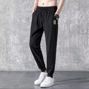Thin straight autumn and winter men's casual pants plus size slim fit sports pants Korean style trendy loose long pants men