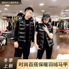 ダウンジャケット馬甲男女同タイプのカップル服コートネット版立襟フード付き保温外着ベスト肩