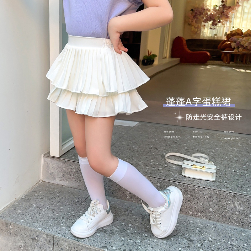 Falda de pastel para niñas falda blanca de verano estilo princesa falda mullida para niños estilo occidental frito calle bebé 2023 delgada