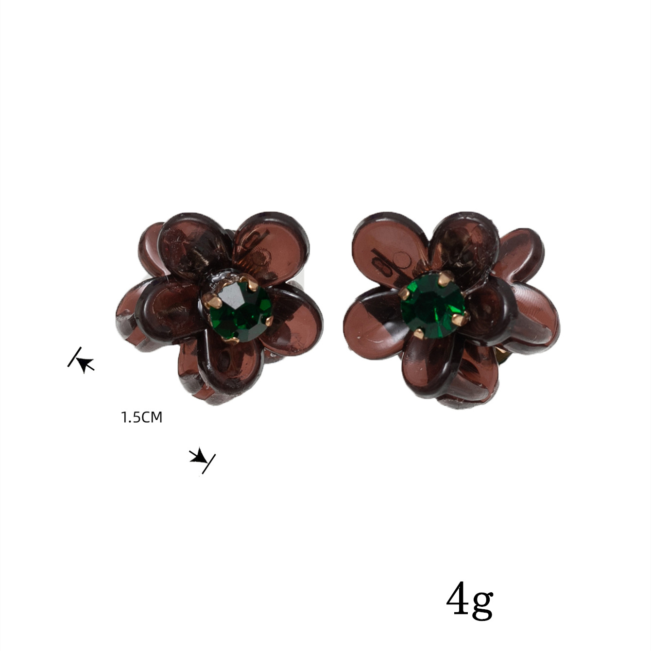 25g Weight Hair Claws Hair Accessories Type Retro Flower Plastic Stoving Varnish Rhinestones Hair Claws 1 Pair