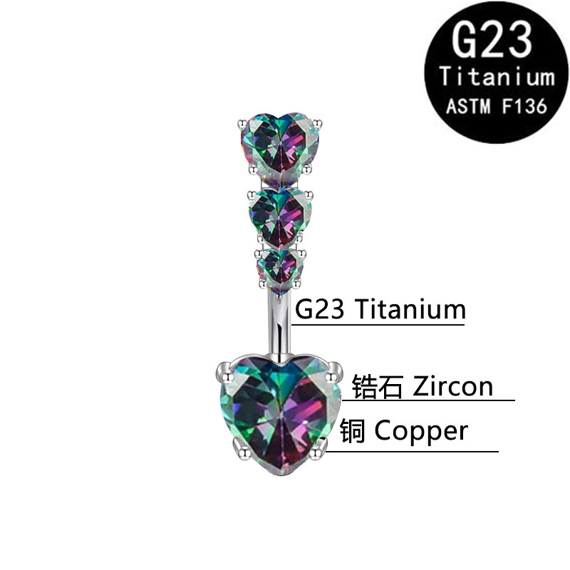 Cross-Border Ring G23 Titanstab Herz Zirkon Bauchnabelpiercing Modeschmuck_voghion.com