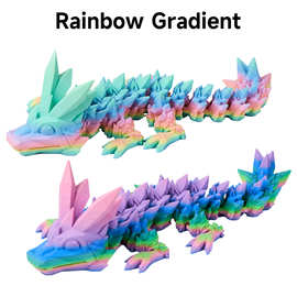 3D打印关节龙水晶龙灵活铰链龙哑光彩虹色卡通摆件可爱造型跨境