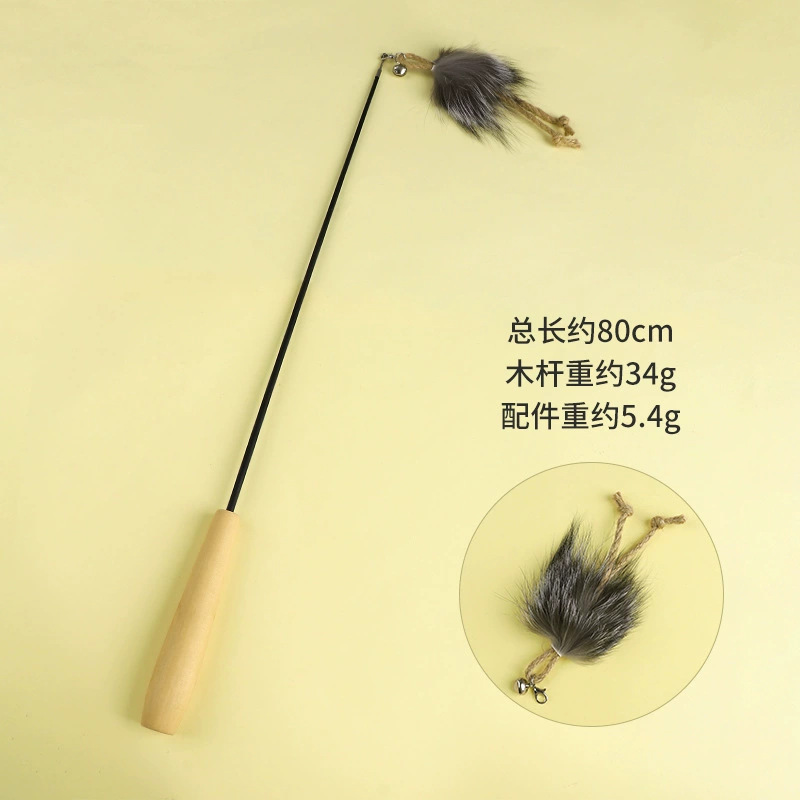 Fabricante spot ratón de lino palo de gato divertido poste de madera con campana auto-alivio gato juguetes suministros para mascotas