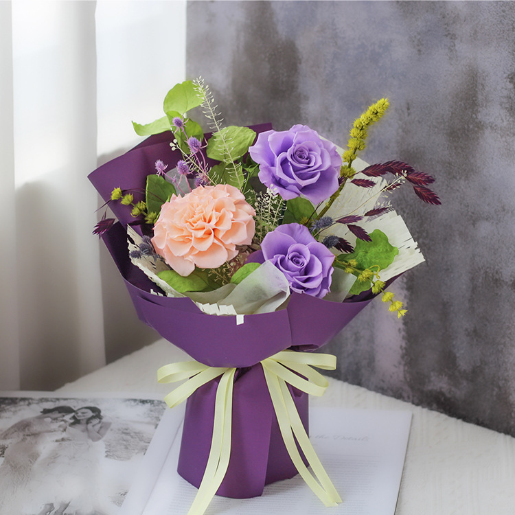 Flor inmortal diseño de ramo de flores, producción de flores de rosas, flores de rosa, regalos de alto nivel para la novia del día de San Valentín