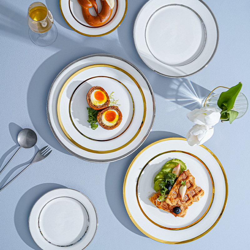 Placa plato hogar plato de alto grado plato de desayuno pastel occidental plato de postre de cerámica plato de pasta de alto aspecto