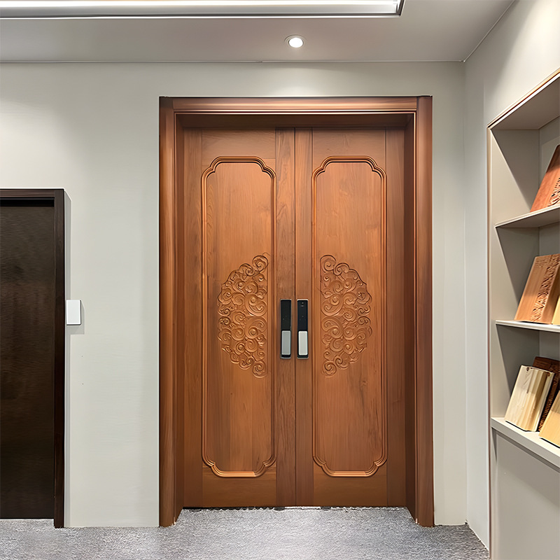 Trendy Teak Door Log Villa Entrance Door Modern Entrance Door Retro Rural Self-Built House Double Door