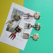 新款咖色格子Kitty猫叉子KT猫亚克力diy饰品配件手机壳发夹贴片批