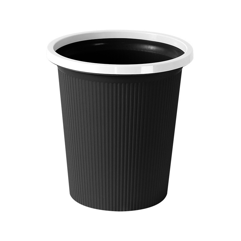 Black Simple Trash Can Large Kitchen Bathroom Press Ring Without Lid Stripesd Trash Basket Stripesd Office Paper Basket Black Simple Trash Can Large Kitchen Bathroom Press Ring Without Lid Stripesd Trash Basket Stripesd Office Paper Basket
