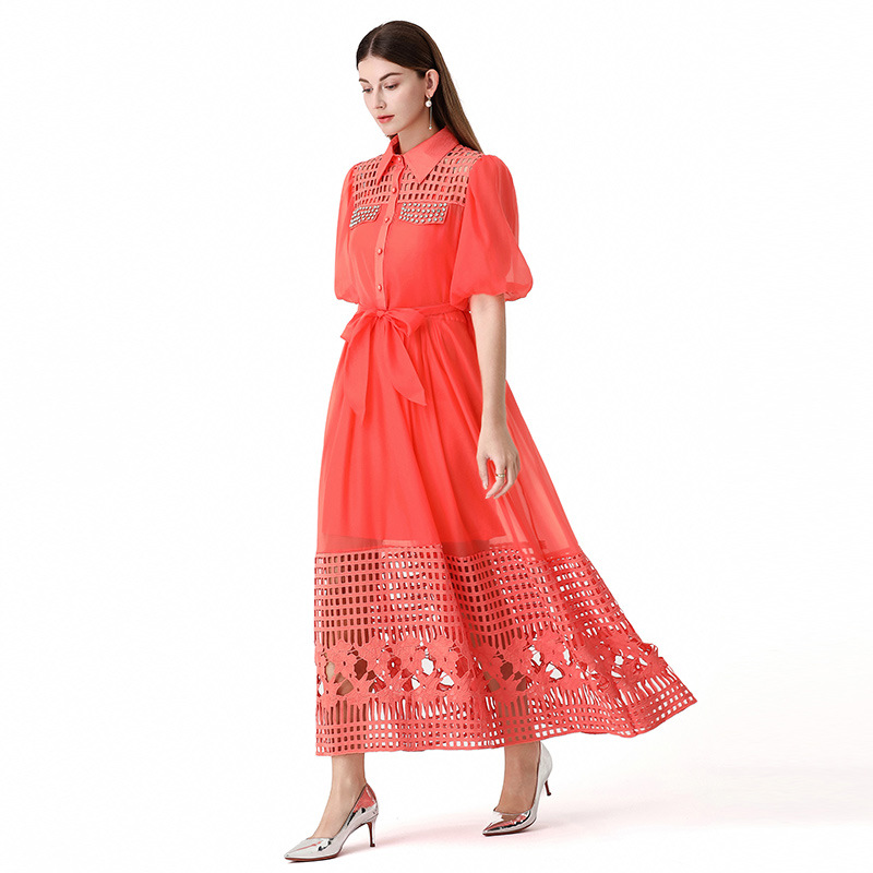 Women's Clothing Elegant Style Tie Waist Short Sleeve Women's Clothing Dress For Formal & Casual For Women_ecoleips.com