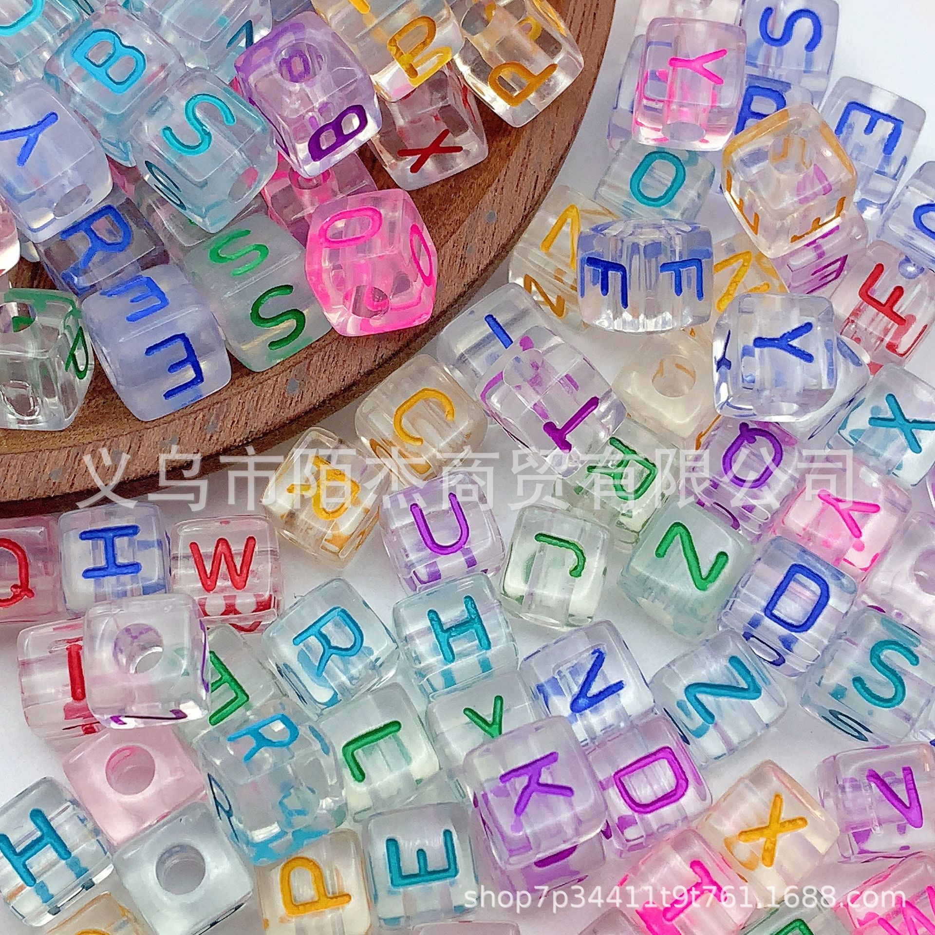 10mm cuadrado transparente acrílico letras perlas gran agujero perlas gelatina perlas dispersas accesorios de joyería para niños diy material de cuentas