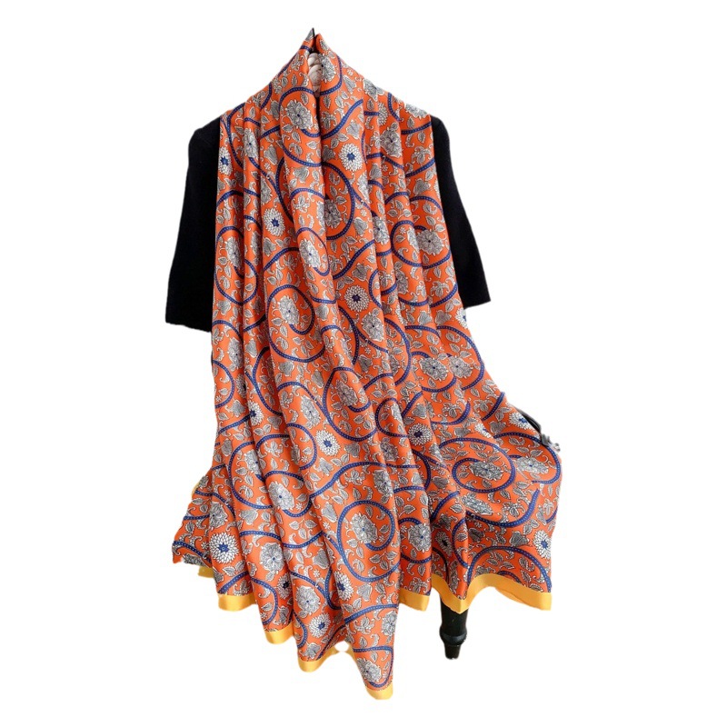 Bufanda de seda impresa de moda de estilo coreano para mujer bufanda de protección solar fina de verano chal de habitación con aire acondicionado al aire libre en stock