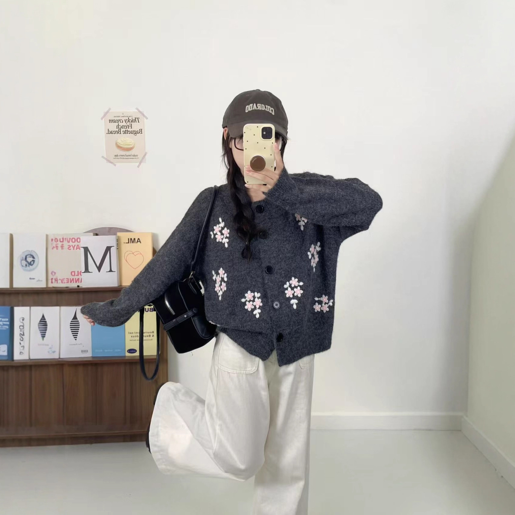 2025新款针织开衫女韩系秋冬温柔风宽松显瘦清新甜美花朵毛衣外套