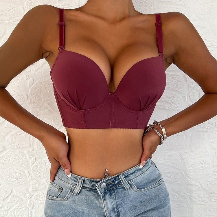 Cross-border European and American Women's Underwear Big Chest Small Bra Sexy Charming Gathering Shockproof Sports Adjustable Bra