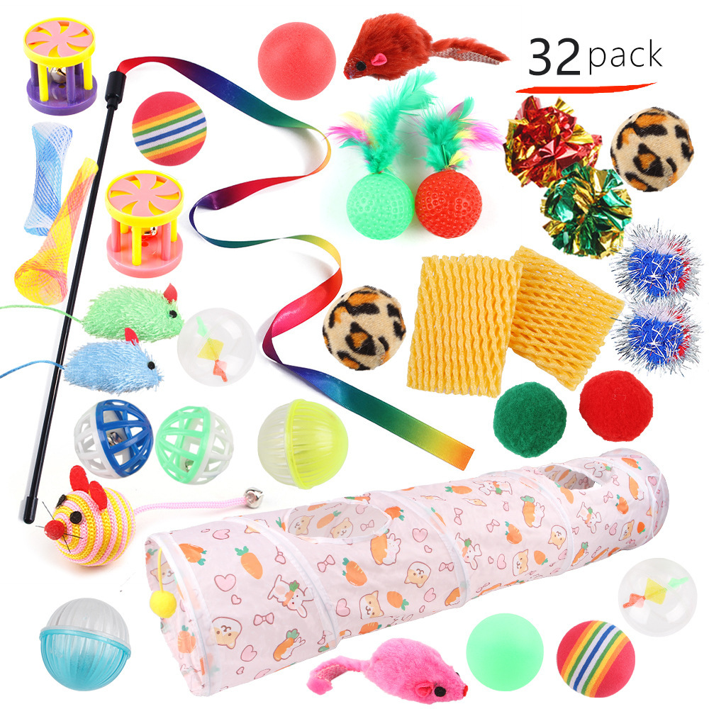 Z Amazon mascota gato de juguete traje gato canal divertido gato palo campana gato túnel juguete suministros conjunto