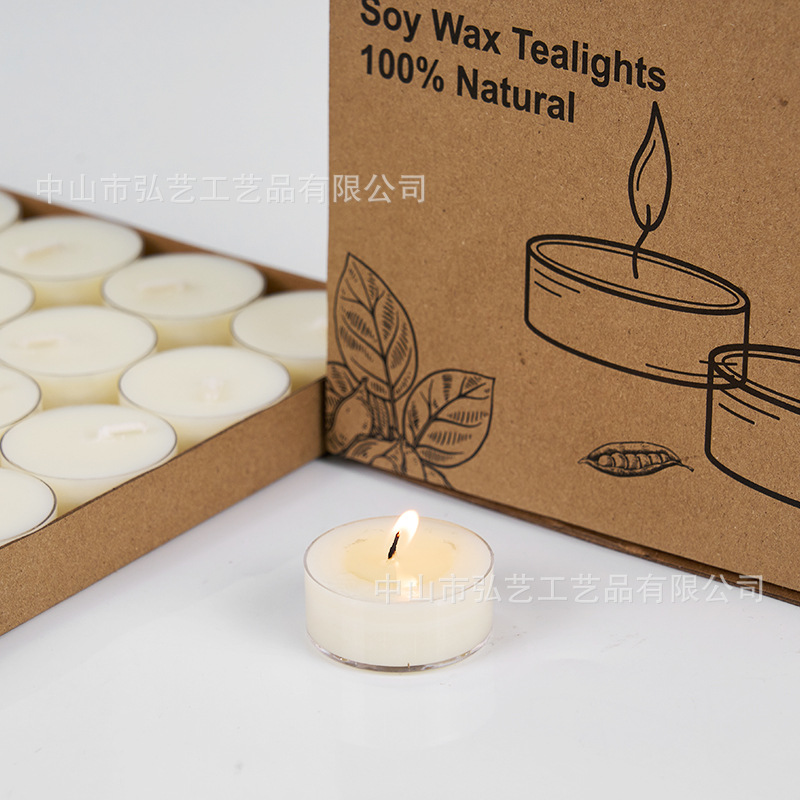 Transfronterizo blanco 50 cápsulas 4 horas sin humo cera de soja de emergencia redonda PET cera de té de mantequilla personalizada fábrica