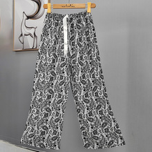 2025网红爆款棉绸睡裤女士可外穿大码宽松阔腿裤卡通印花家居裤