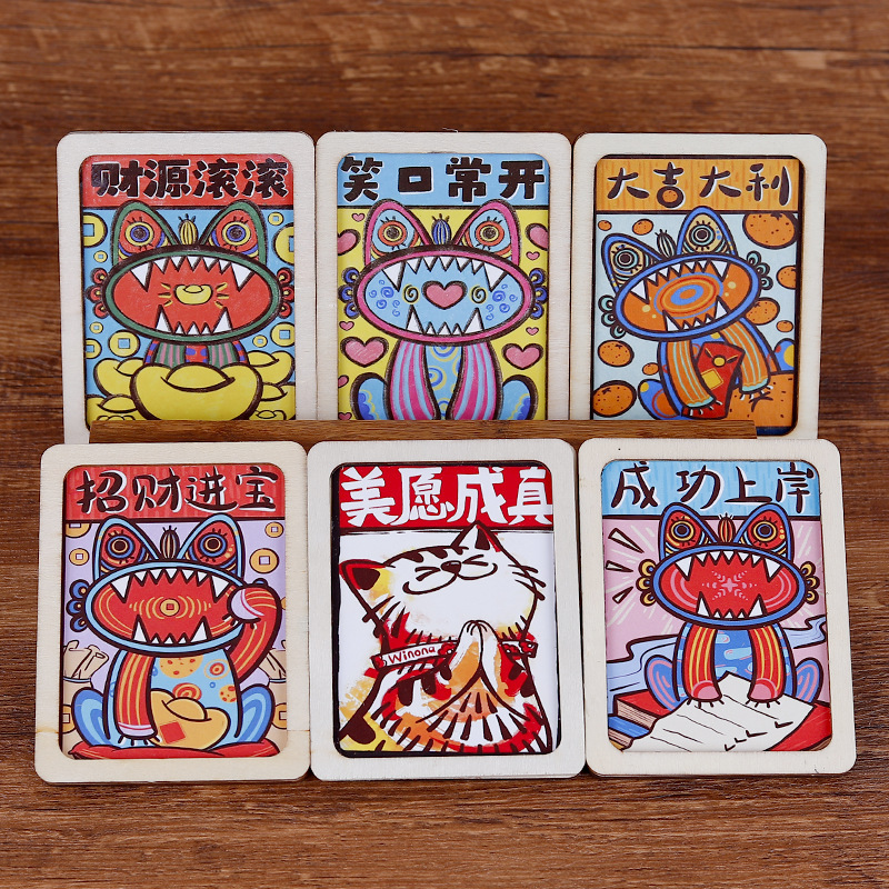 Yunnan Dali Tile Cat Refrigerator Magnet Ethnic Style Handmade Cultural and Creative Gift Wooden Travel Souvenir Wholesale Woodcraft Yunnan Dali Tile Cat Refrigerator Magnet Ethnic Style Handmade Cultural and Creative Gift Wooden Travel Souvenir Wholesale Woodcraft
