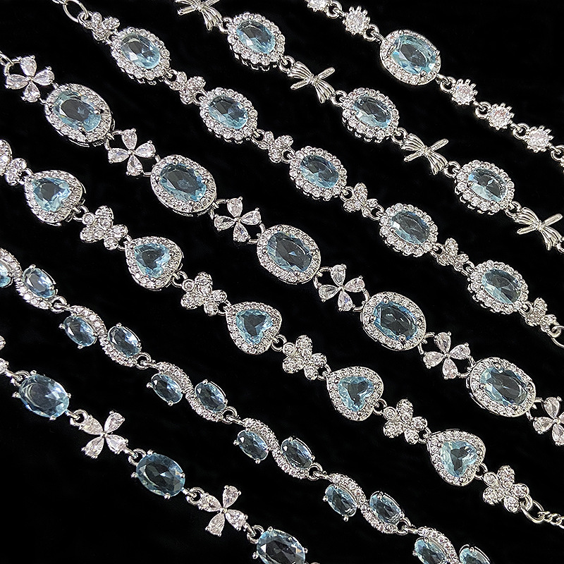 Topaz Sky Blue Zircon Bracelet, Light Luxury and High-End Jewelry, Exquisite Design, Popular Blue Bracelet Topaz Sky Blue Zircon Bracelet, Light Luxury and High-End Jewelry, Exquisite Design, Popular Blue Bracelet