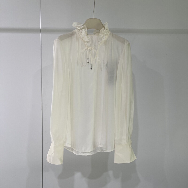 2025 New Autum Women's Clothing, Fashionable and Versatile Lace Collar Lace-Up Long-Sleeved Pullover Shirt for Women Ar503018