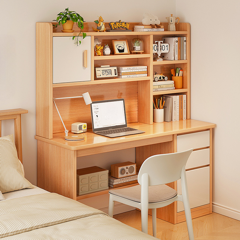Study Table Student Desk Bookshelf Integrated Table Home Computer Table Junior High School Student Bookcase Homework Table Learning Writing Table