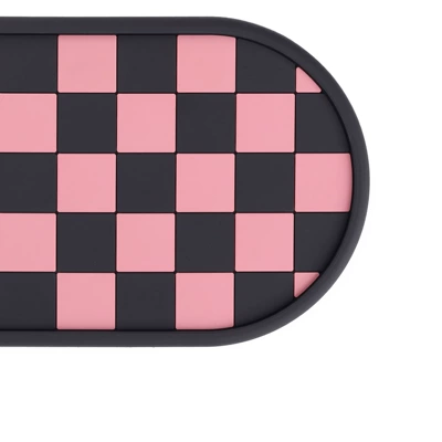 PVC, and featuring multiple functions for holding – Anti-slip mat - pink-and-black-grid