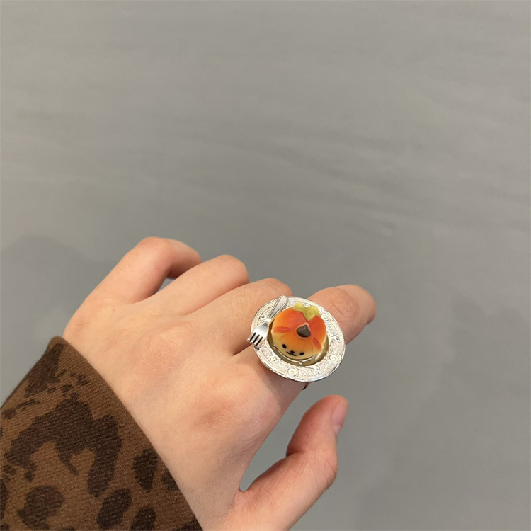 8g Weight Adjustable Ring Classification Adjustable, One Size Ring Size 1 Piece Quantity Casual Occasion Metal Material Fruit, Apple, Cake Pattern All Seasons Season Women's Gender Plating Design Cute, Modern Style Style 1 Piece Cute Modern Style Fruit Apple Cake Metal Plating Women's Adjustable Ring 8