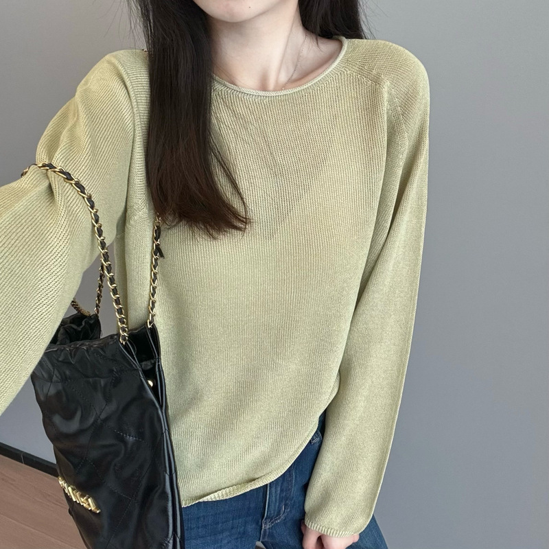 文艺少女~马卡龙色系空气感针织罩衫微透松弛针织衫25早秋G081805|undefined