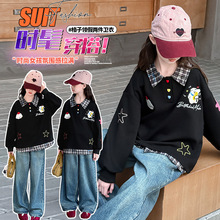 女童Polo衫卫衣秋季新款中大童休闲秋装女孩打底衫上衣童装衣服潮
