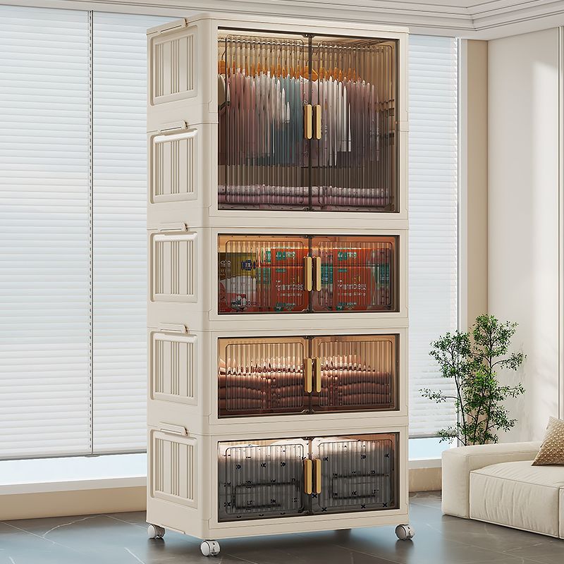 Installation-Free Plastic Household Folding Storage Cabinet Baby Wardrobe Children's Clothes Tinting Box Baby Wardrobe