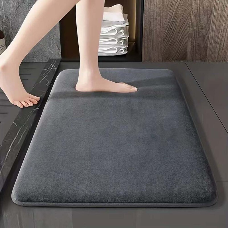 Cross-Border Solid Color Coral Velvet Floor Mats for Home Use, Absorbent and Non-Slip Bathroom Mats, Easy to Clean, Bathroom Floor Mats Available for Wholesale