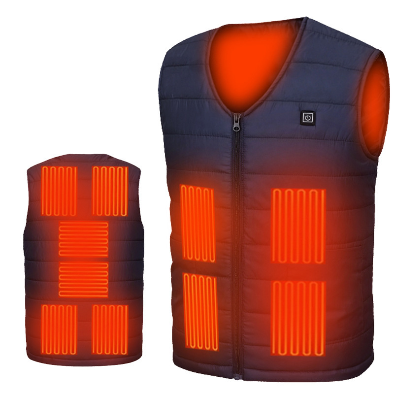 Ten District New Men's Charging Heating Vest V Neck USB Intelligent Constant Temperature Warm Heating Vest Electric Heated Cotton Jacket