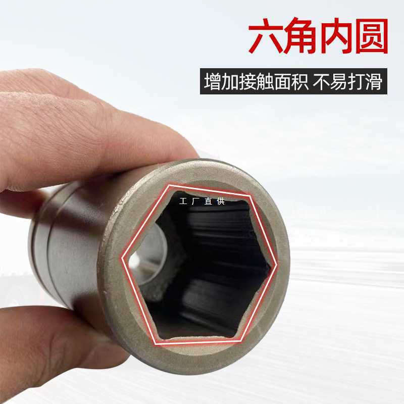 套筒头风炮头1寸公制气动重型套筒黑色33 34六角四方头标准加长